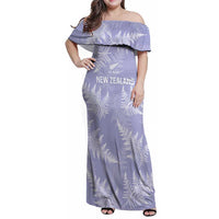 New Zealand Silver Fern Rugby Custom Family Matching Off Shoulder Maxi Dress and Hawaiian Shirt Go Aotearoa Champions Purple Version - Polynesian Pride