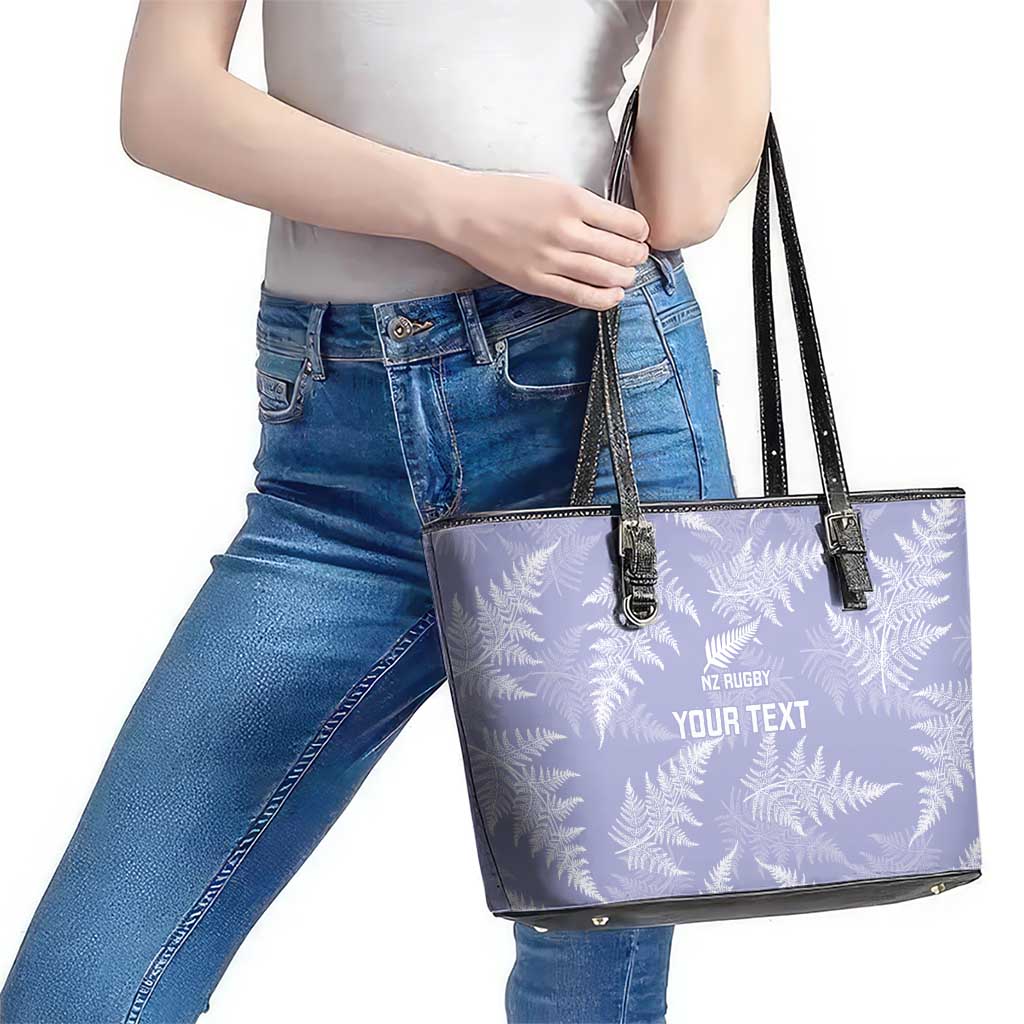 New Zealand Silver Fern Rugby Custom Leather Tote Bag Go Aotearoa Champions Purple Version - Polynesian Pride