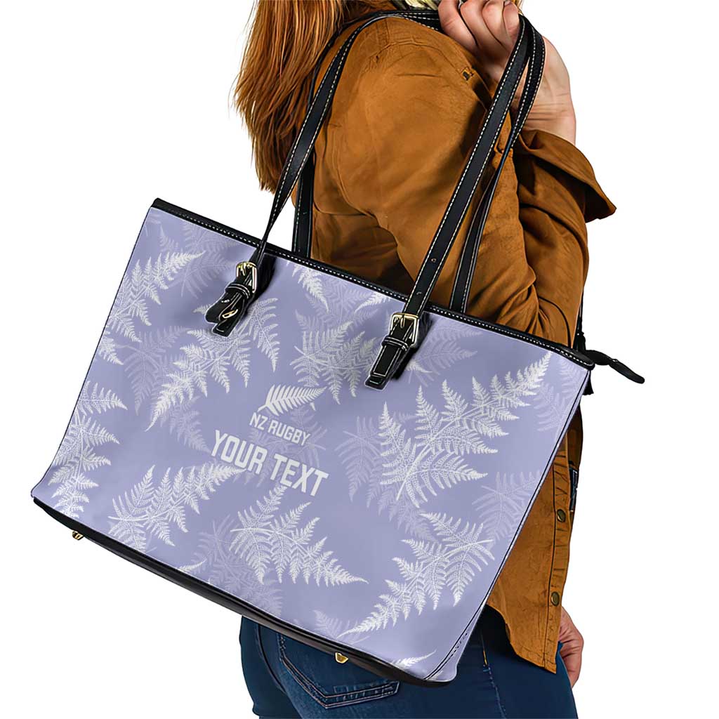 New Zealand Silver Fern Rugby Custom Leather Tote Bag Go Aotearoa Champions Purple Version - Polynesian Pride