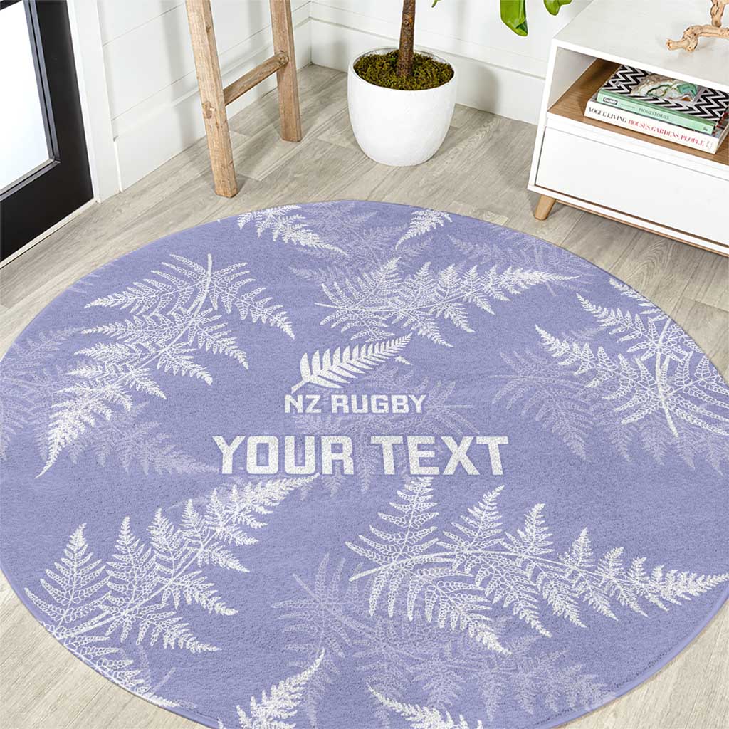 New Zealand Silver Fern Rugby Custom Round Carpet Go Aotearoa Champions Purple Version - Polynesian Pride
