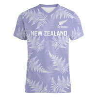New Zealand Silver Fern Rugby Custom Women V-Neck T-Shirt Go Aotearoa Champions Purple Version - Polynesian Pride