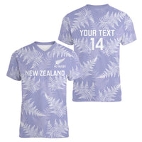 New Zealand Silver Fern Rugby Custom Women V-Neck T-Shirt Go Aotearoa Champions Purple Version - Polynesian Pride