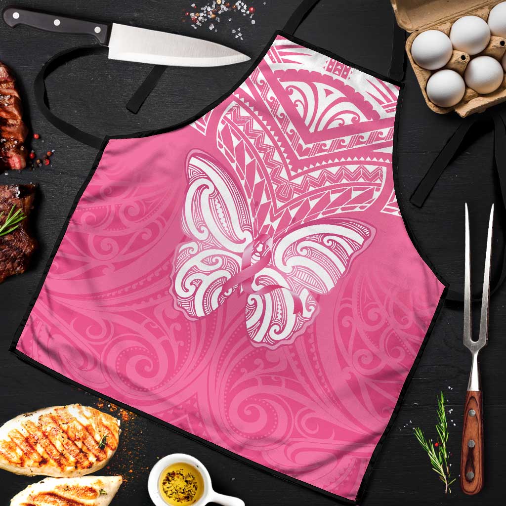 New Zealand Breast Cancer Awareness Apron Maori Butterfly Pink Ribbon - Polynesian Pride