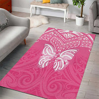 New Zealand Breast Cancer Awareness Area Rug Maori Butterfly Pink Ribbon - Polynesian Pride
