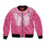 New Zealand Breast Cancer Awareness Bomber Jacket Maori Butterfly Pink Ribbon - Polynesian Pride