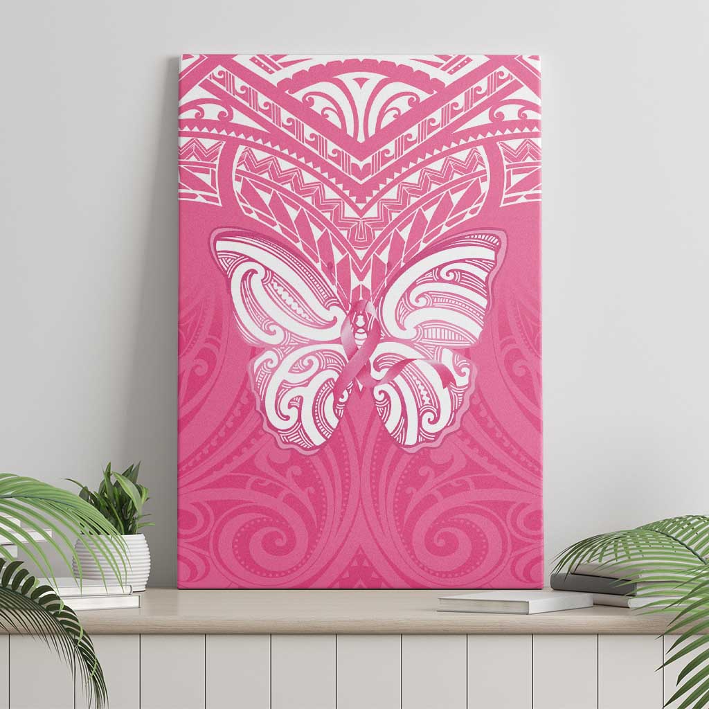 New Zealand Breast Cancer Awareness Canvas Wall Art Maori Butterfly Pink Ribbon - Polynesian Pride