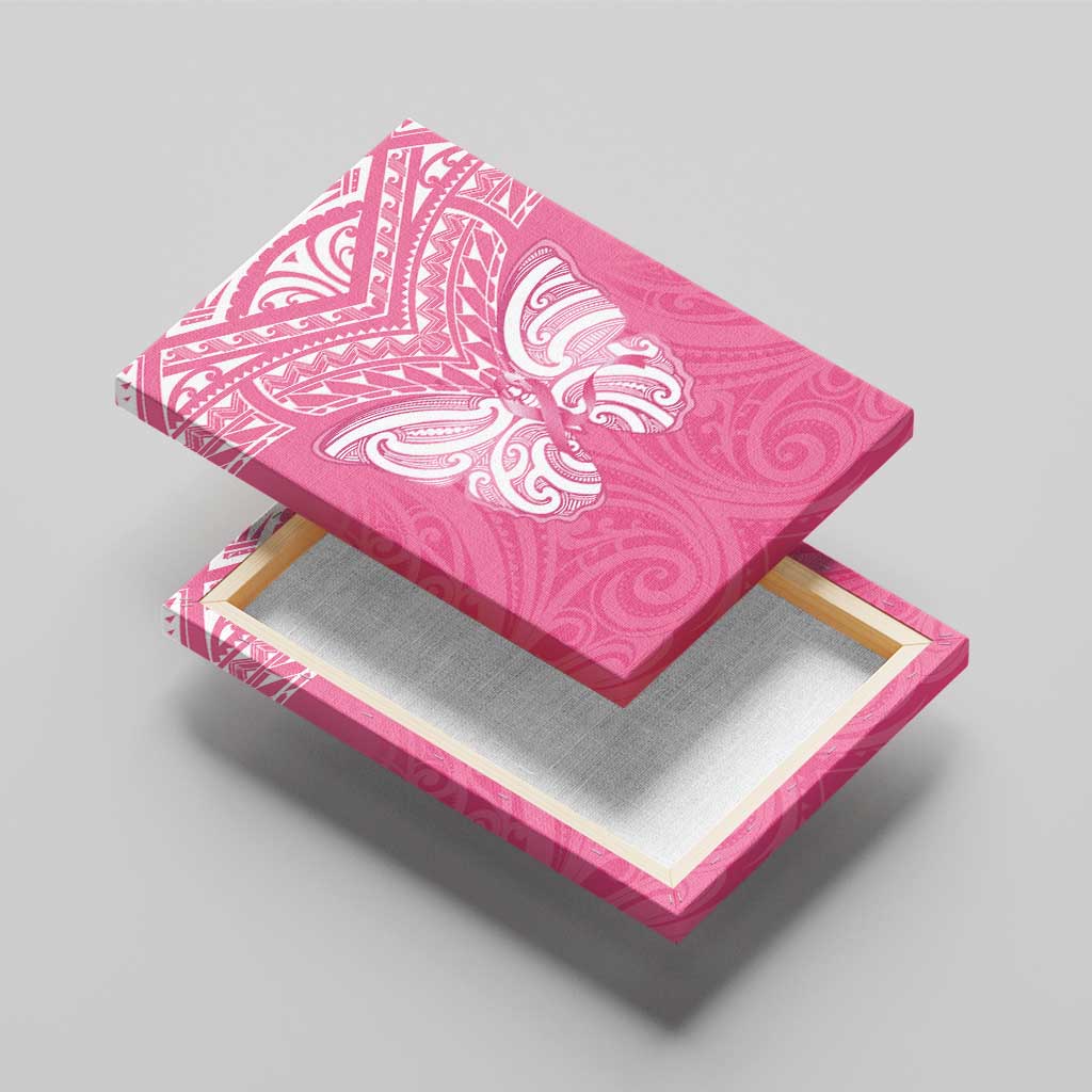 New Zealand Breast Cancer Awareness Canvas Wall Art Maori Butterfly Pink Ribbon - Polynesian Pride