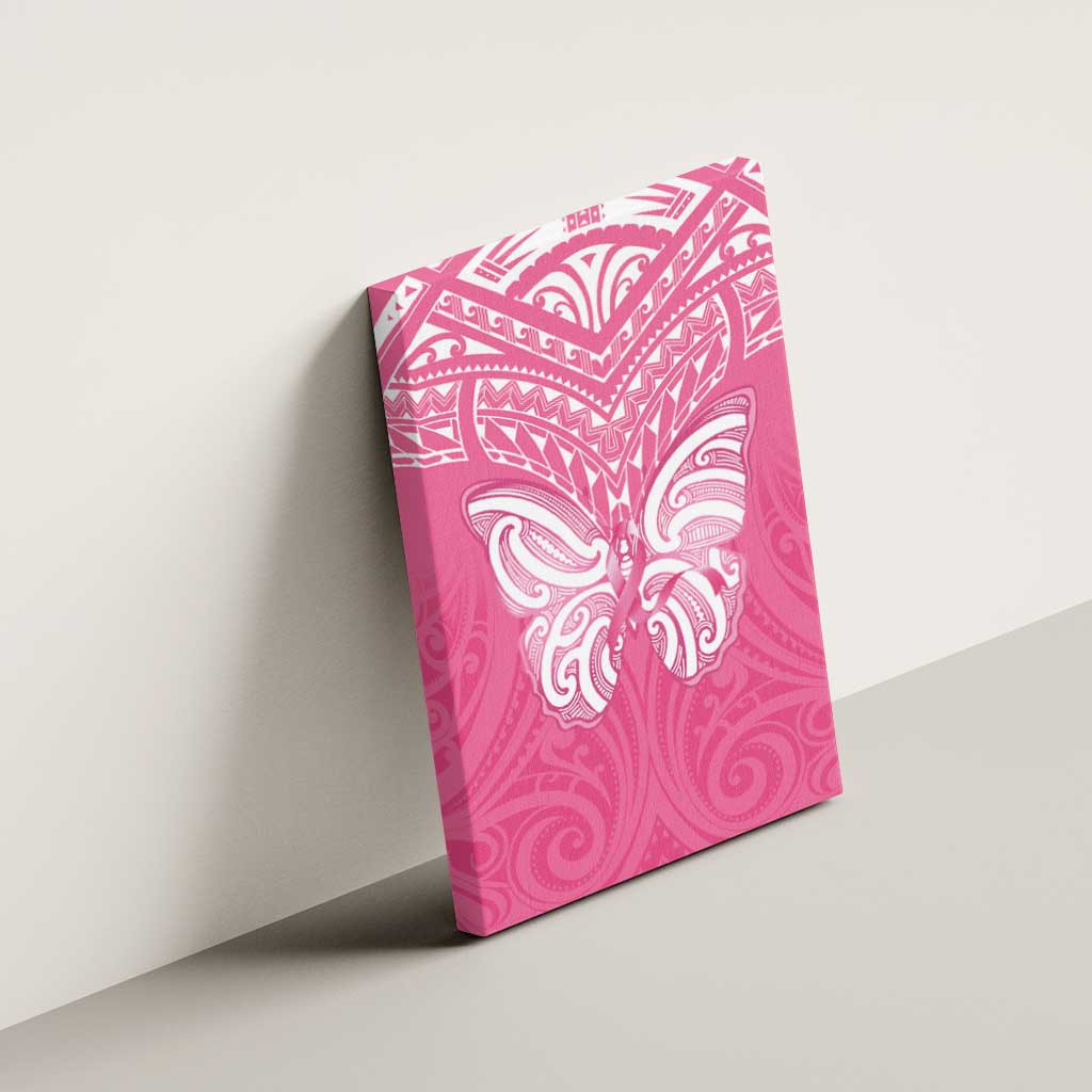 New Zealand Breast Cancer Awareness Canvas Wall Art Maori Butterfly Pink Ribbon - Polynesian Pride