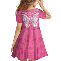 New Zealand Breast Cancer Awareness Family Matching Mermaid Dress and Hawaiian Shirt Maori Butterfly Pink Ribbon - Polynesian Pride