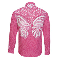 New Zealand Breast Cancer Awareness Family Matching Summer Maxi Dress and Hawaiian Shirt Maori Butterfly Pink Ribbon - Polynesian Pride