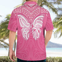 New Zealand Breast Cancer Awareness Hawaiian Shirt Maori Butterfly Pink Ribbon - Polynesian Pride