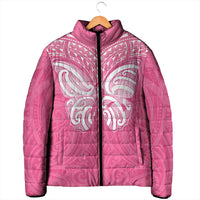 New Zealand Breast Cancer Awareness Padded Jacket Maori Butterfly Pink Ribbon - Polynesian Pride