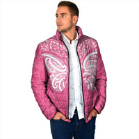 New Zealand Breast Cancer Awareness Padded Jacket Maori Butterfly Pink Ribbon - Polynesian Pride
