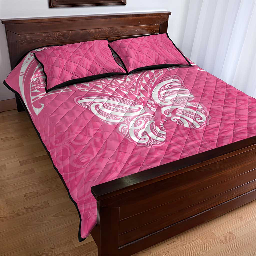 New Zealand Breast Cancer Awareness Quilt Bed Set Maori Butterfly Pink Ribbon - Polynesian Pride