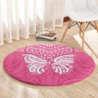New Zealand Breast Cancer Awareness Round Carpet Maori Butterfly Pink Ribbon - Polynesian Pride