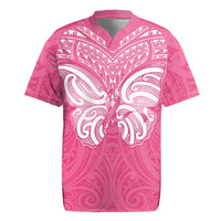 New Zealand Breast Cancer Awareness Rugby Jersey Maori Butterfly Pink Ribbon - Polynesian Pride