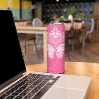 New Zealand Breast Cancer Awareness Skinny Tumbler Maori Butterfly Pink Ribbon - Polynesian Pride