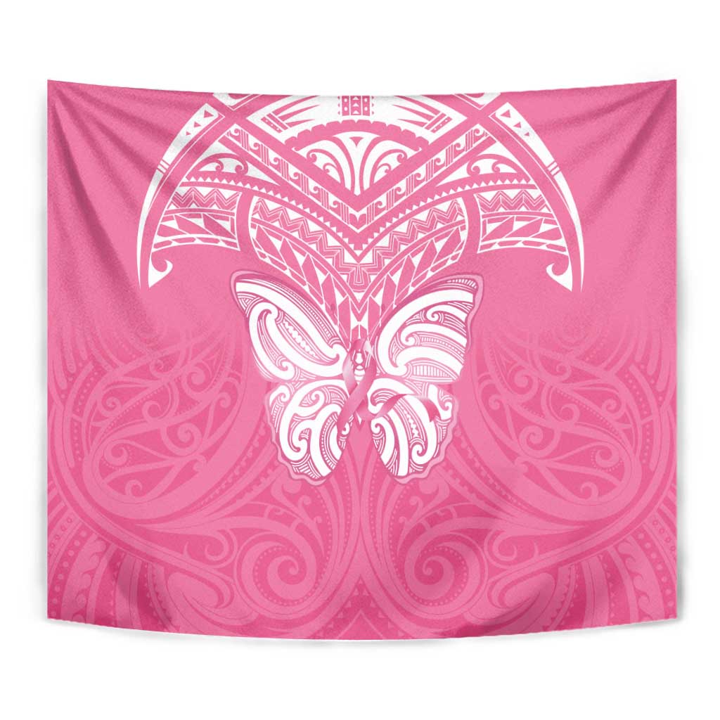 New Zealand Breast Cancer Awareness Tapestry Maori Butterfly Pink Ribbon - Polynesian Pride