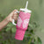 New Zealand Breast Cancer Awareness Tumbler With Handle Maori Butterfly Pink Ribbon - Polynesian Pride