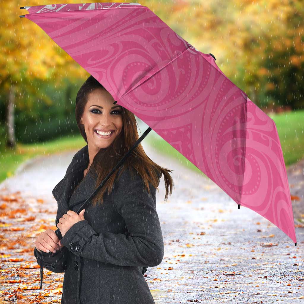 New Zealand Breast Cancer Awareness Umbrella Maori Butterfly Pink Ribbon - Polynesian Pride