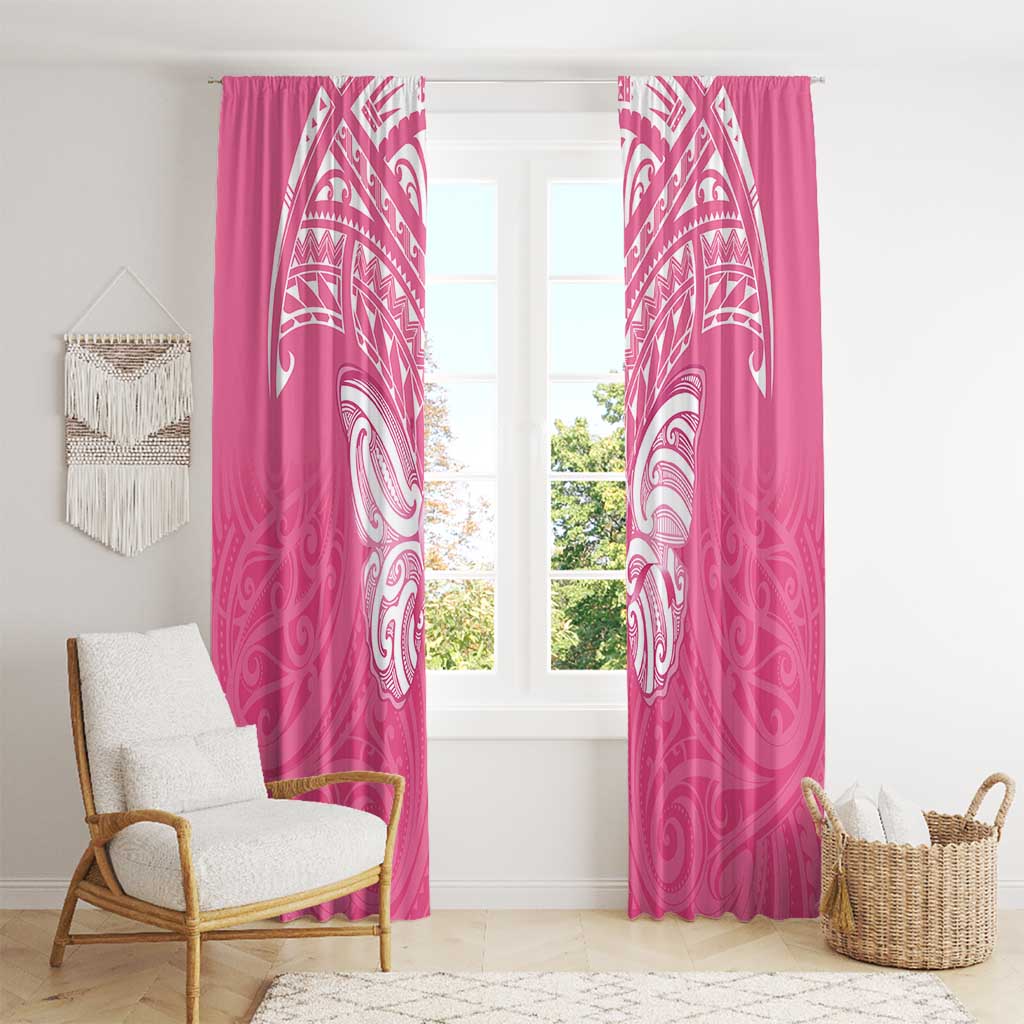 New Zealand Breast Cancer Awareness Window Curtain Maori Butterfly Pink Ribbon - Polynesian Pride