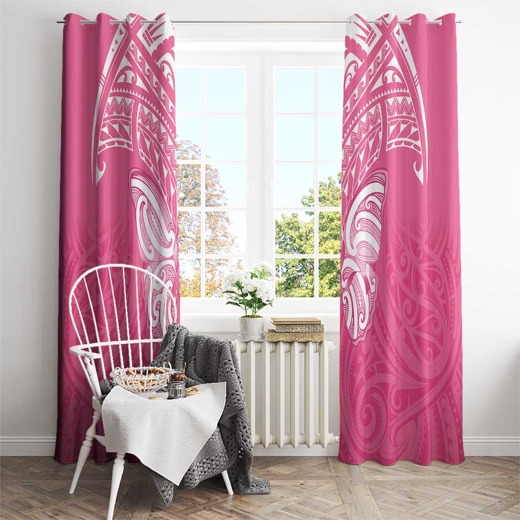 New Zealand Breast Cancer Awareness Window Curtain Maori Butterfly Pink Ribbon - Polynesian Pride