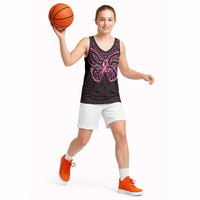New Zealand Breast Cancer Awareness Basketball Jersey Maori Butterfly Pink Ribbon Black Version - Polynesian Pride