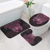 New Zealand Breast Cancer Awareness Bathroom Set Maori Butterfly Pink Ribbon Black Version - Polynesian Pride