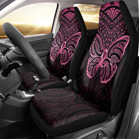 New Zealand Breast Cancer Awareness Car Seat Cover Maori Butterfly Pink Ribbon Black Version - Polynesian Pride