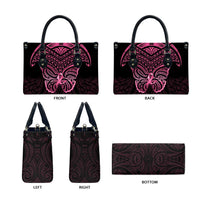 New Zealand Breast Cancer Awareness Leather Bag Maori Butterfly Pink Ribbon Black Version - Polynesian Pride