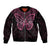 New Zealand Breast Cancer Awareness Sleeve Zip Bomber Jacket Maori Butterfly Pink Ribbon Black Version - Polynesian Pride