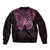 New Zealand Breast Cancer Awareness Sleeve Zip Bomber Jacket Maori Butterfly Pink Ribbon Black Version - Polynesian Pride
