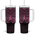 New Zealand Breast Cancer Awareness Tumbler With Handle Maori Butterfly Pink Ribbon Black Version - Polynesian Pride