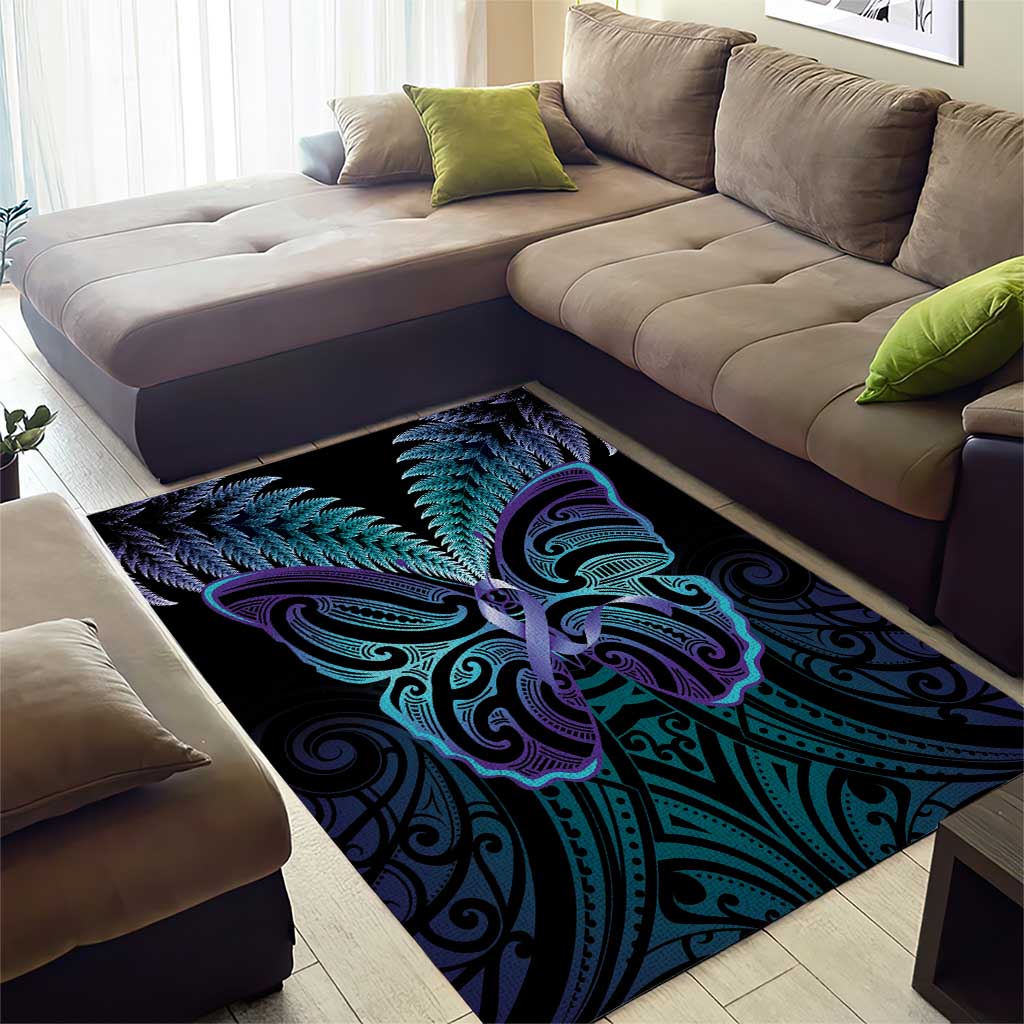 Suicide Prevention New Zealand Area Rug Aotearoa Maori Butterfly Mix Silver Fern - Polynesian Pride