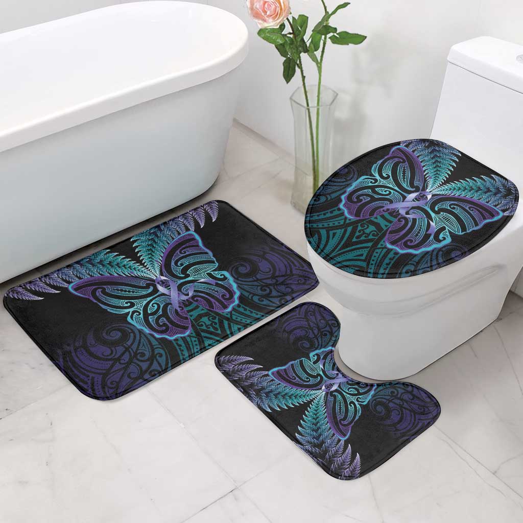 Suicide Prevention New Zealand Bathroom Set Aotearoa Maori Butterfly Mix Silver Fern - Polynesian Pride