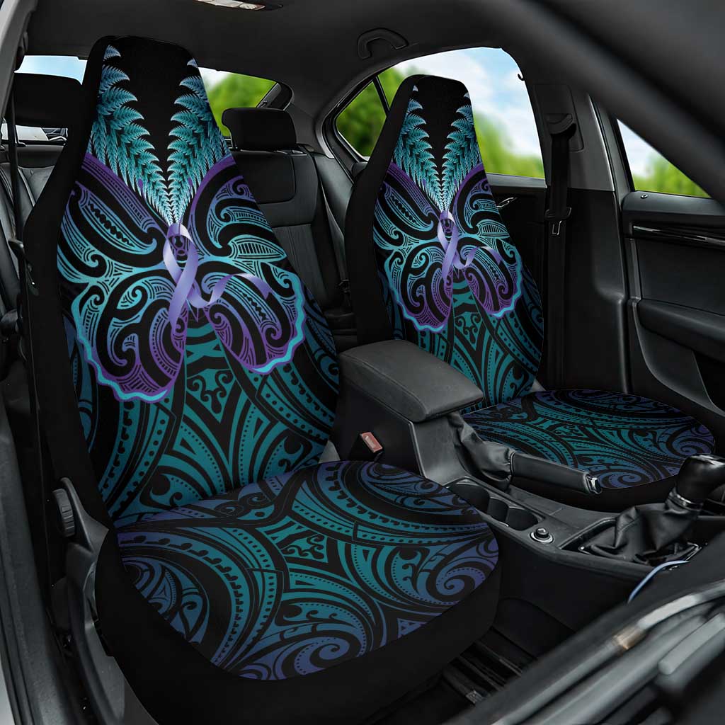 Suicide Prevention New Zealand Car Seat Cover Aotearoa Maori Butterfly Mix Silver Fern - Polynesian Pride