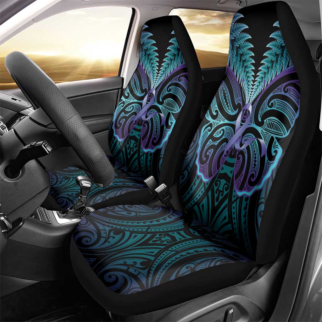Suicide Prevention New Zealand Car Seat Cover Aotearoa Maori Butterfly Mix Silver Fern - Polynesian Pride