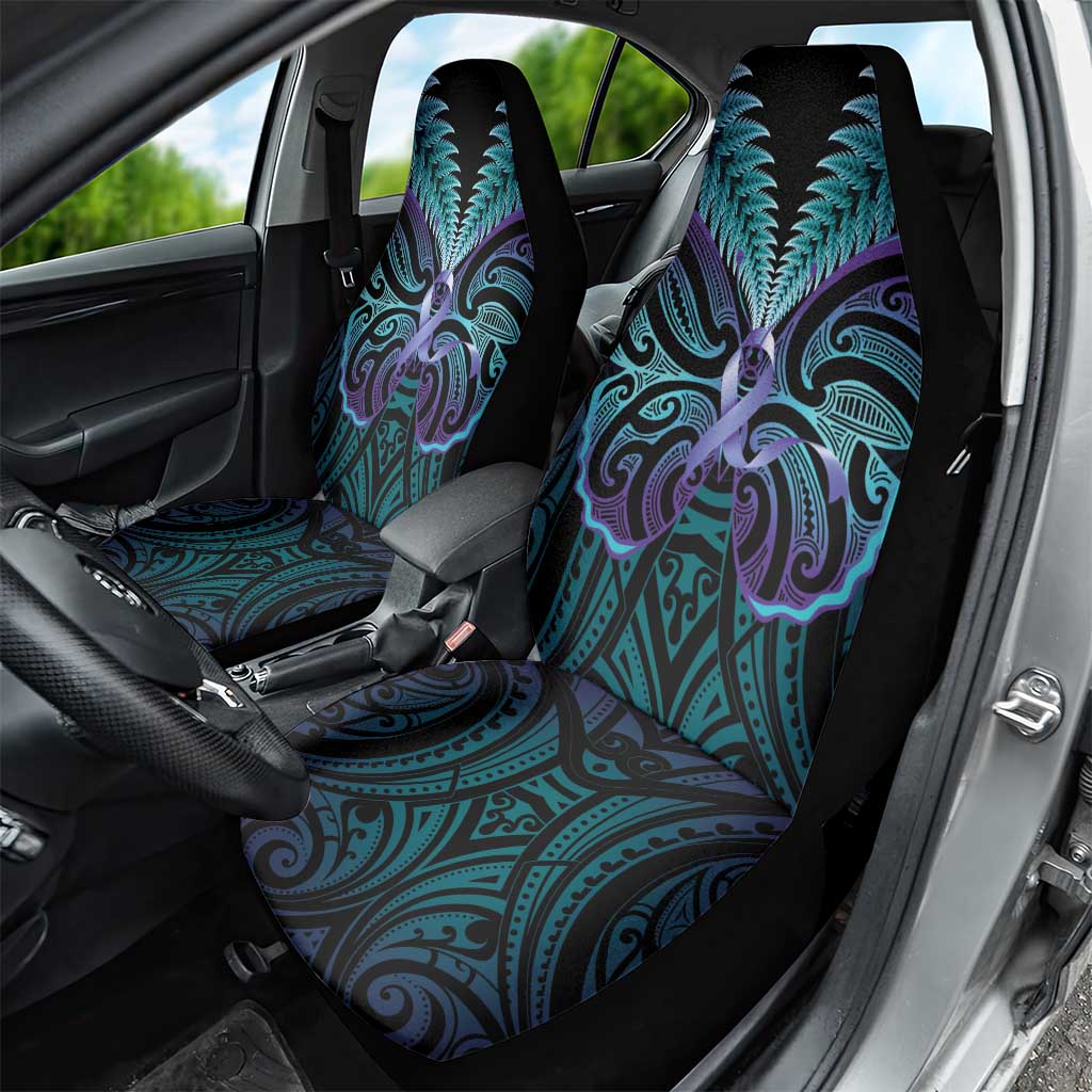 Suicide Prevention New Zealand Car Seat Cover Aotearoa Maori Butterfly Mix Silver Fern - Polynesian Pride