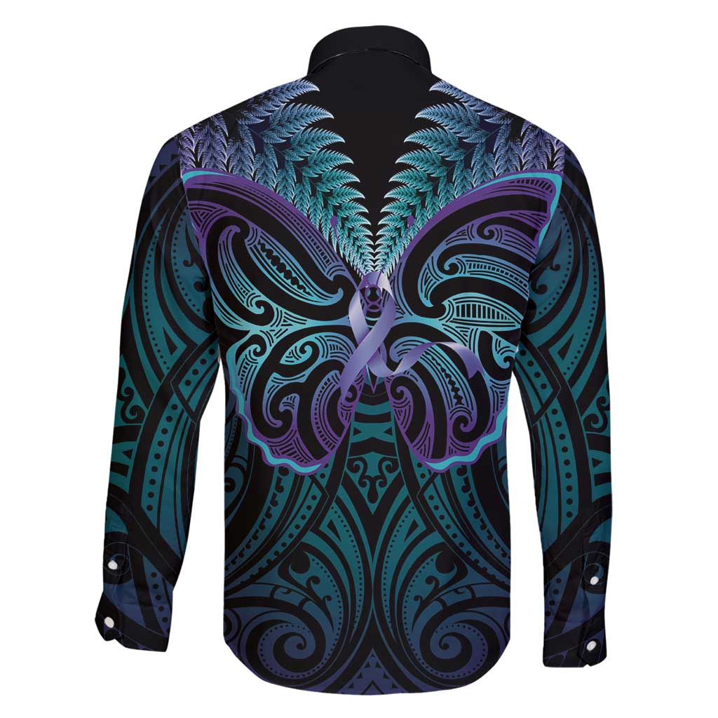 Suicide Prevention New Zealand Family Matching Long Sleeve Bodycon Dress and Hawaiian Shirt Aotearoa Maori Butterfly Mix Silver Fern - Polynesian Pride