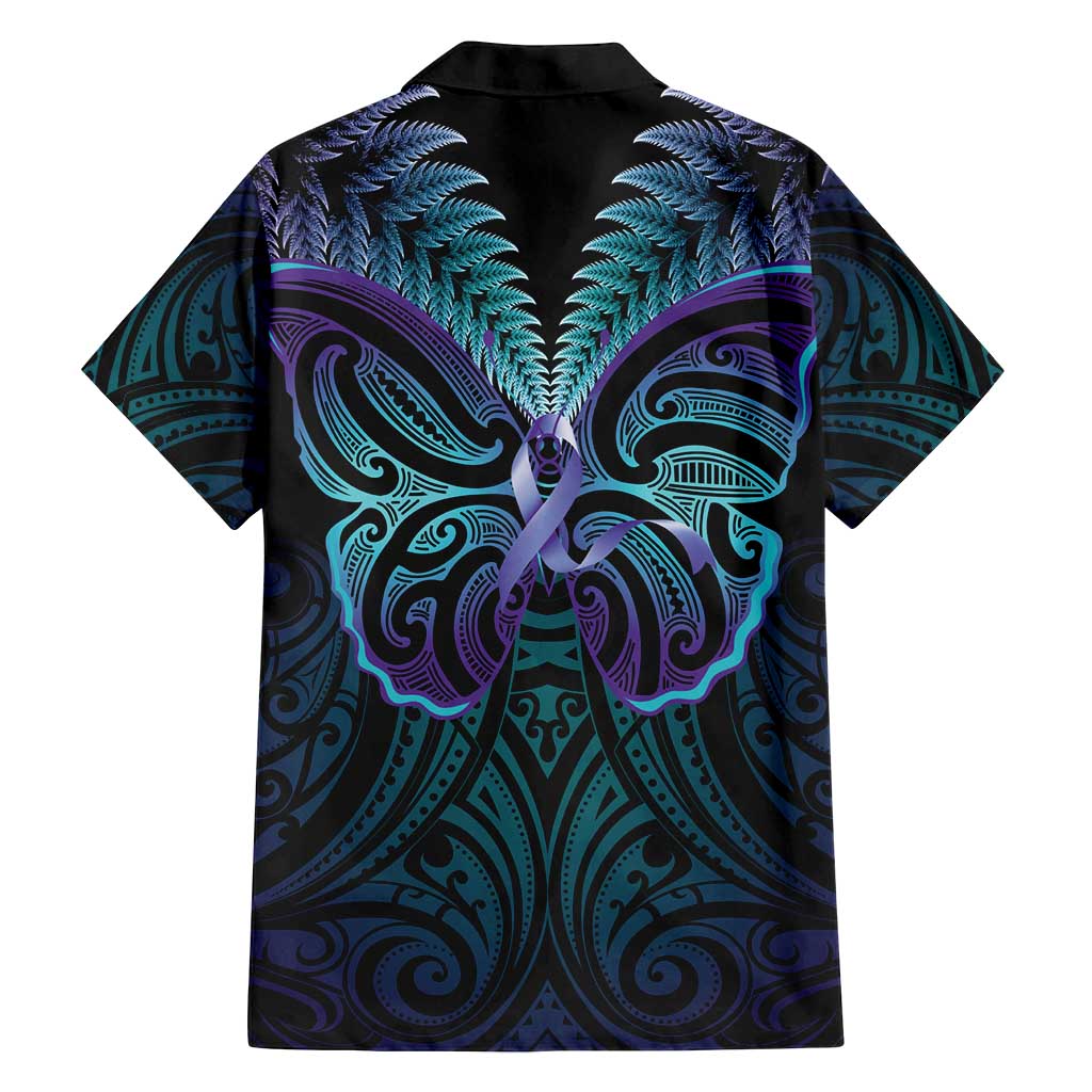 Suicide Prevention New Zealand Family Matching Off Shoulder Maxi Dress and Hawaiian Shirt Aotearoa Maori Butterfly Mix Silver Fern - Polynesian Pride