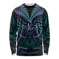 Suicide Prevention New Zealand Long Sleeve Shirt Aotearoa Maori Butterfly Mix Silver Fern - Polynesian Pride