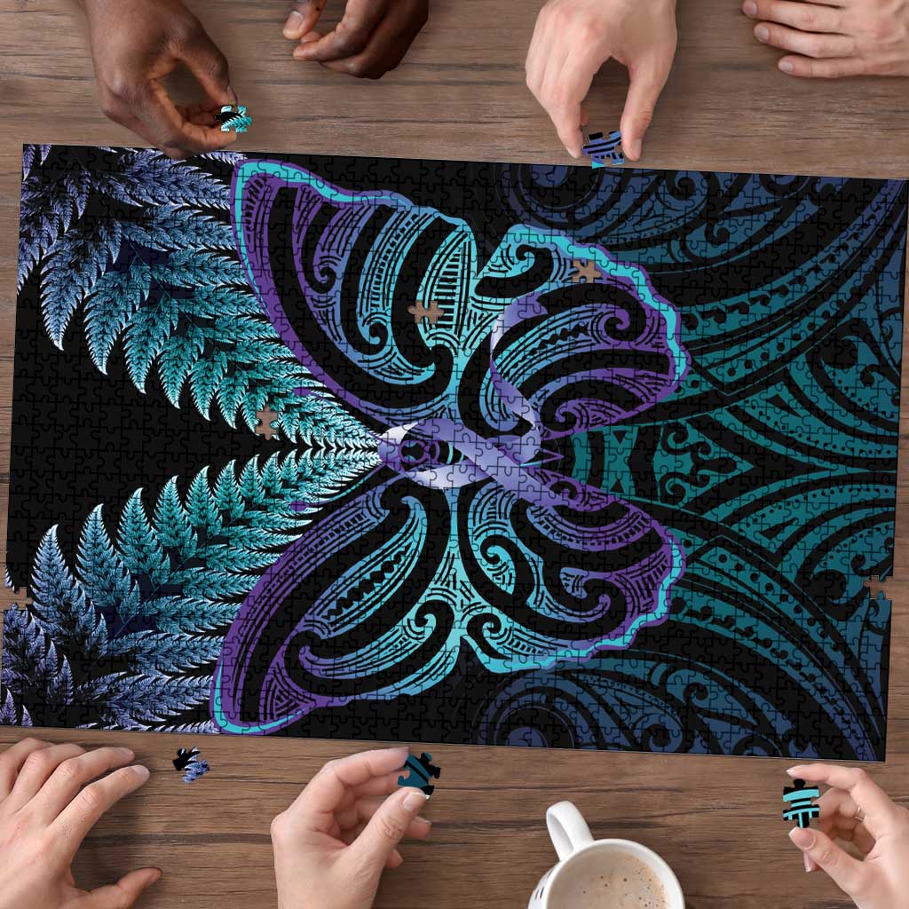 Suicide Prevention New Zealand Puzzle Aotearoa Maori Butterfly Mix Silver Fern - Polynesian Pride