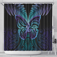Suicide Prevention New Zealand Shower Curtain Aotearoa Maori Butterfly Mix Silver Fern - Polynesian Pride