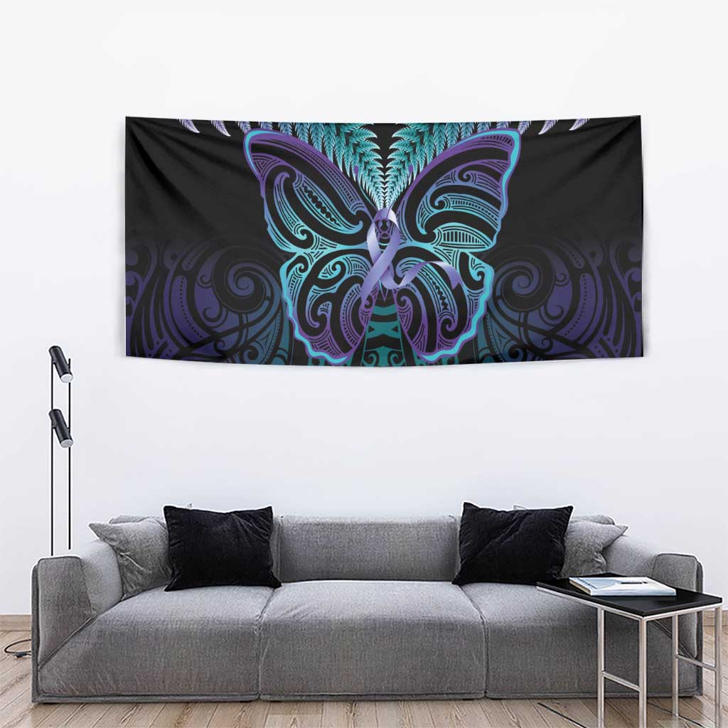 Suicide Prevention New Zealand Tapestry Aotearoa Maori Butterfly Mix Silver Fern - Polynesian Pride