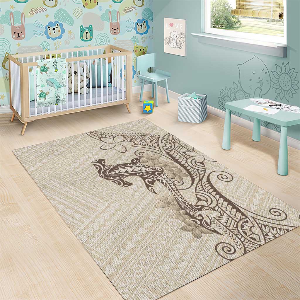 Beige Hawaii Area Rug Hammerhead Shark Tattoo Curve Polynesian - Polynesian Pride