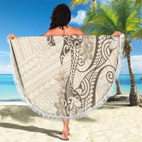 Beige Hawaii Beach Blanket Hammerhead Shark Tattoo Curve Polynesian - Polynesian Pride
