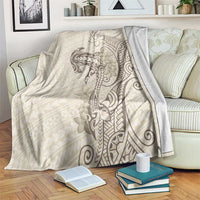 Beige Hawaii Blanket Hammerhead Shark Tattoo Curve Polynesian - Polynesian Pride