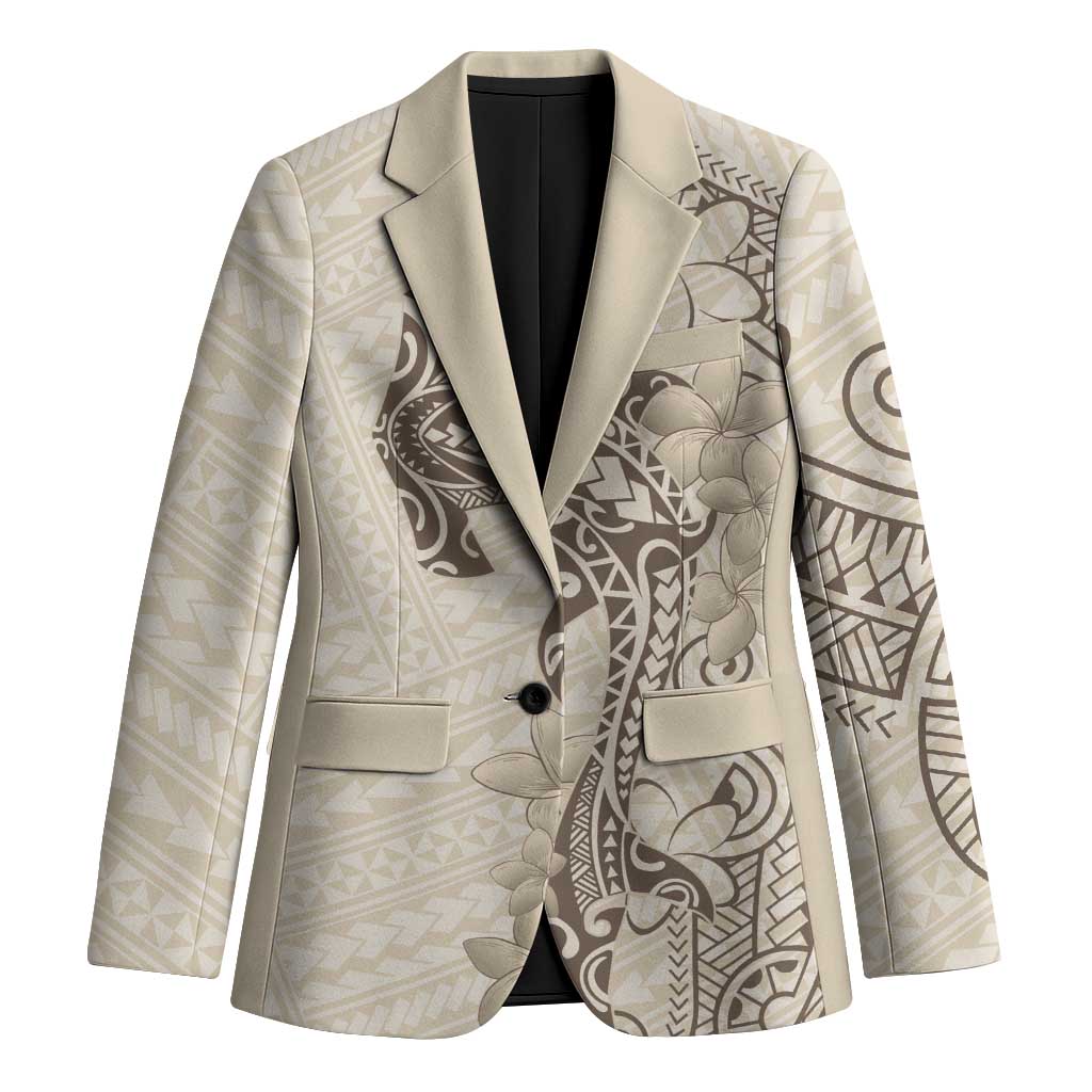 Beige Hawaii Blazer Hammerhead Shark Tattoo Curve Polynesian - Polynesian Pride
