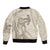 Beige Hawaii Bomber Jacket Hammerhead Shark Tattoo Curve Polynesian - Polynesian Pride