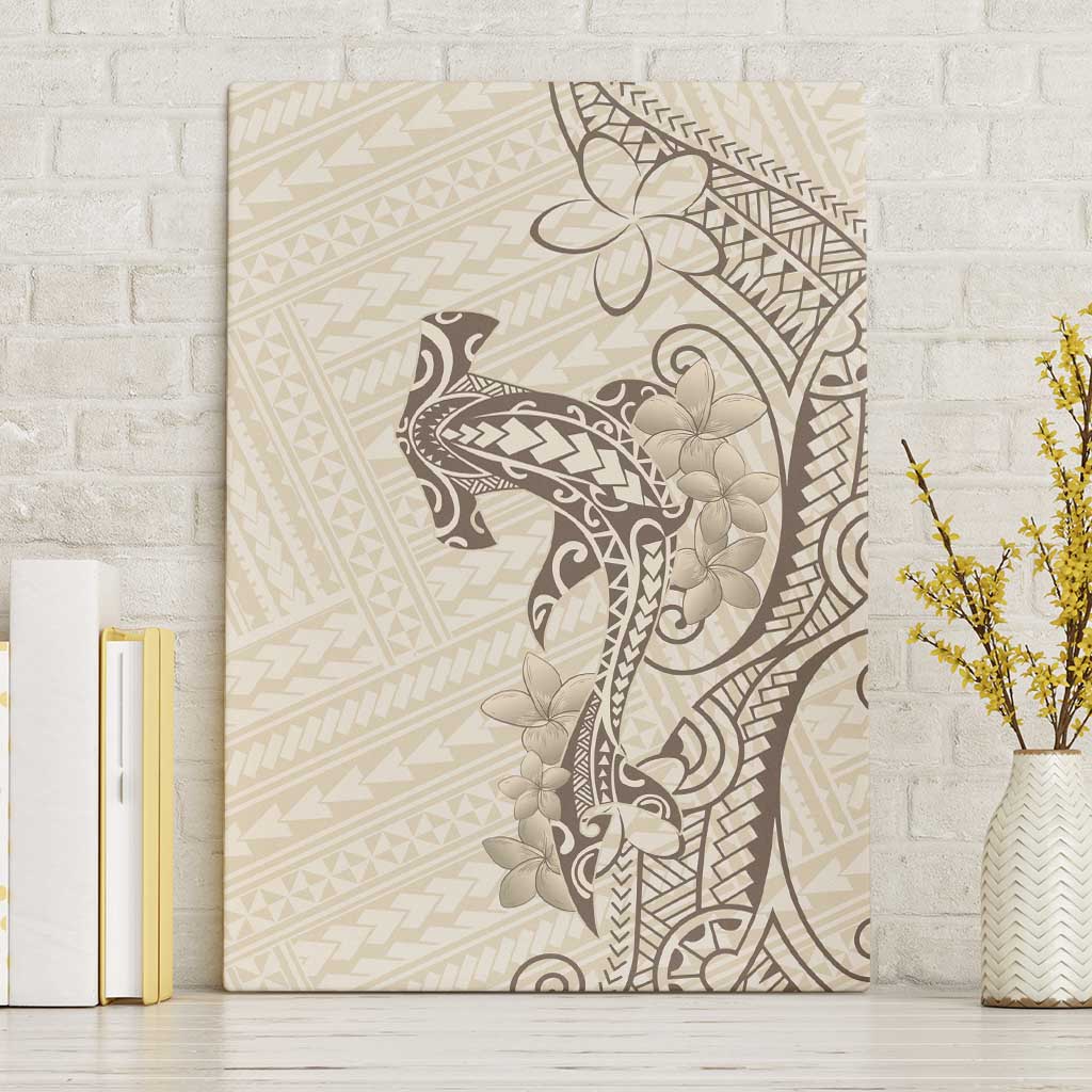 Beige Hawaii Canvas Wall Art Hammerhead Shark Tattoo Curve Polynesian - Polynesian Pride